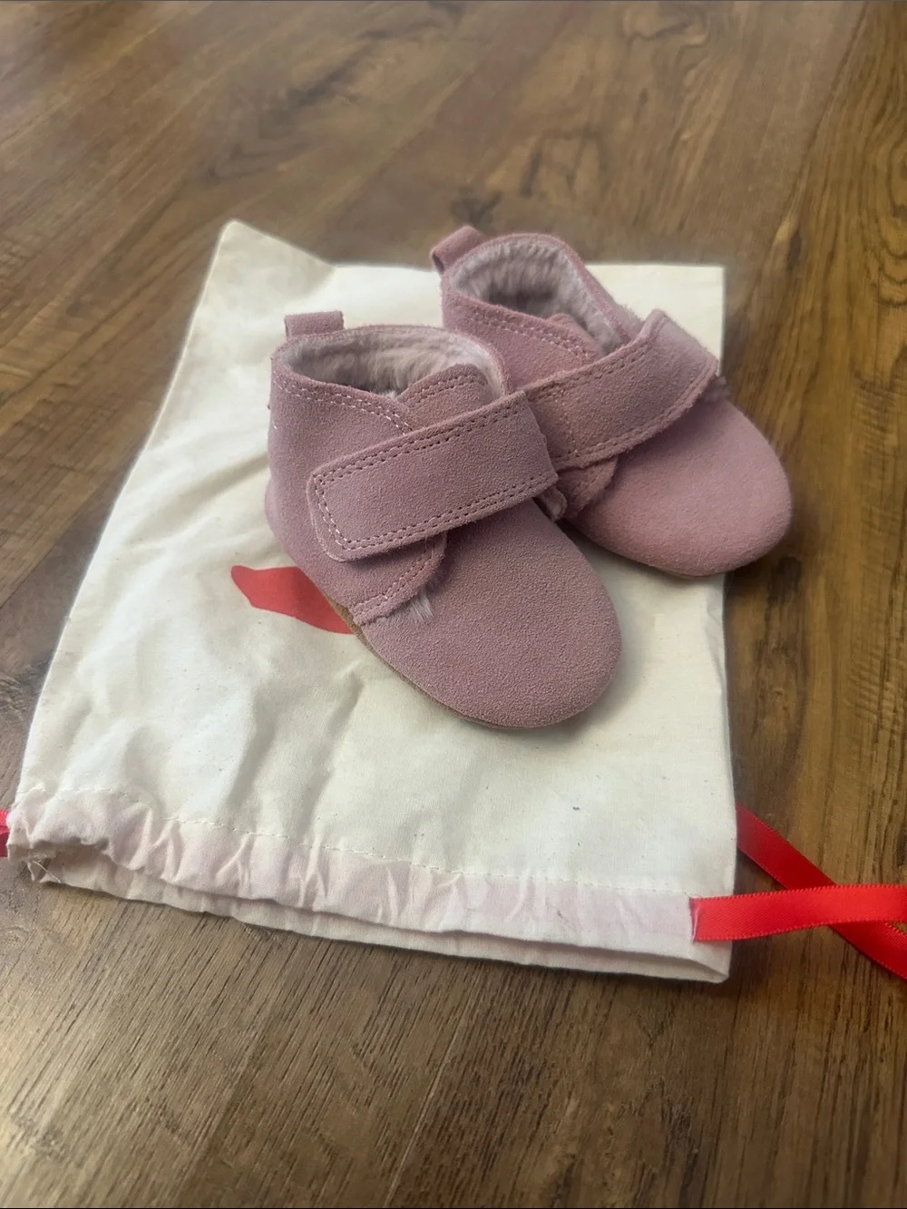 Zutano Baby Shoes Size 6M Pink Suede-Like Fur Lined Bootie